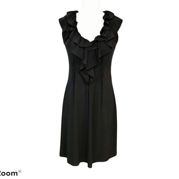 Tiana B. Ruffle V-Neck Collar Black Fit & Flare Dress Silhouette Extra Small XS - Picture 5 of 16